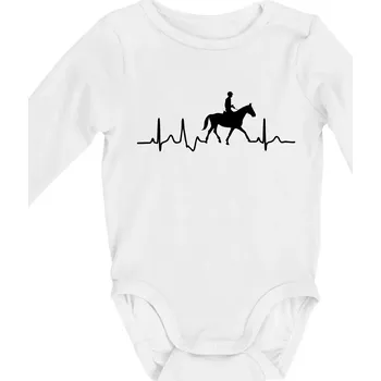Kojenecký body EKG jízda na koni - Body kojenecké s dlouhým rukávem - Dlouhý r. do 3 měs ( Bílá )