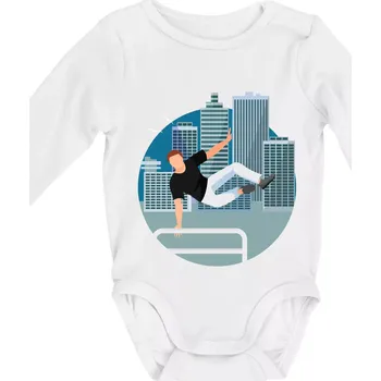 Kojenecký body Parkour ve městě - Body kojenecké s dlouhým rukávem - Dlouhý r. do 3 měs ( Bílá )