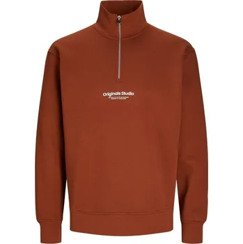 Pánská casual bunda Jack and Jones JJ Quarter-Zip Fleece Brandy Brown L