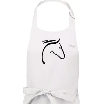 Kuchyňská zástěra Kůň - hlava silueta - Pánská zástěra na vaření - Univerzální velikost ( Bílá )