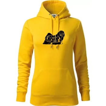 Dámská mikina Lhasa Apso nápis v těle - Mikina dámská Cape s kapucí - XL ( Žlutá )