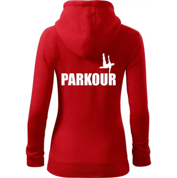 Dámská mikina Parkour - na jedné ruce - Dámská mikina trendy zipper s kapucí - S ( Červená )