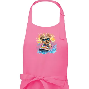 Kuchyňská zástěra Yorkšírský teriér na vodním skútru - Pánská zástěra na vaření - Univerzální velikost ( Růžová )