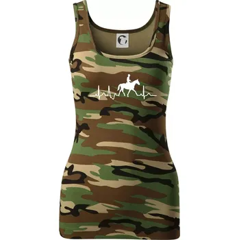 Dámské tričko EKG kůň přeskok - Dámské Maskáčové tílko - M ( Hnědý maskáč )