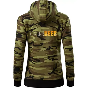 Dámská mikina Pivní měsíce - octoBEER - Dámská mikina trendy zipper s kapucí - S ( Zelený maskáč )