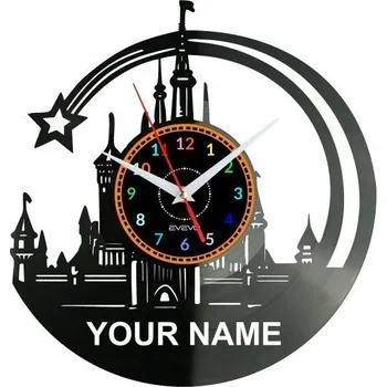 Hodiny Zámek Vaše Jméno Nástěnné Hodiny Vinylová Deska Moderní Dekorativní Na