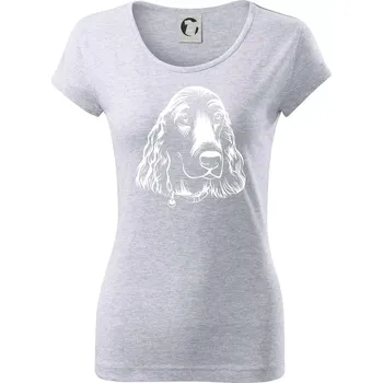 Dámské tričko Kokršpaněl - hlava kreslená - Dámské triko Pure - XS ( Světlešedý Melír )