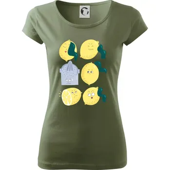 Dámské tričko Citroni kreslení (studio-arte.cz) - Dámské triko Pure - XS ( Khaki )