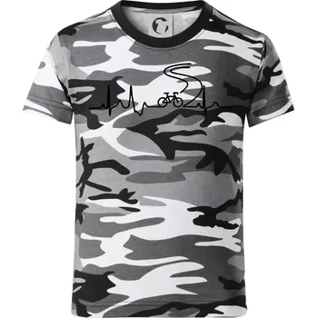 Chlapecké tričko EKG silniční cyklistika - Dětské maskáčové triko - 146 cm/10 let ( Šedý maskáč )