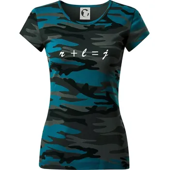 Hra matematiky - Dámské maskáčové triko - M ( Petrolejová maskáč )