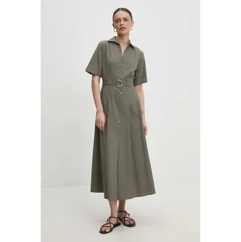 Dámské šaty Bavlněné šaty Answear.LAB zelená barva, midi 6948.td 87X, vel. M