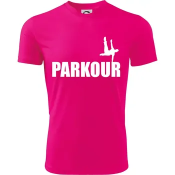 Chlapecké tričko Parkour - na jedné ruce - Dětské triko sportovní (dresovina) - 122 cm/6 let ( Neon Pink )
