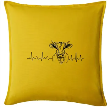 Polštář EKG křivka kráva - Polštář 50x50 - 50x50 - Pouze potah ( Žlutá )
