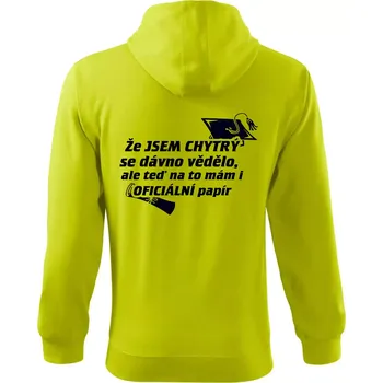Pánská móda Že jsem chytrý se dávno vědělo - Mikina s kapucí na zip trendy zipper - M ( Limetková )