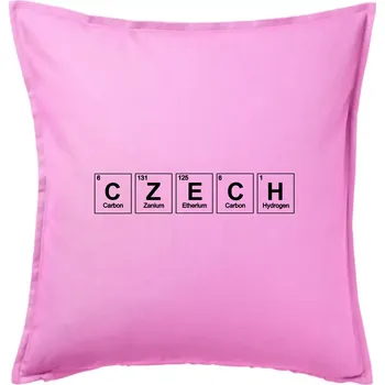 Polštář CZECH - periodická tabulka - Polštář 50x50 - 50x50 - Včetně výplně ( Růžová )