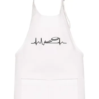 Kuchyňská zástěra EKG frisbee discgolf talíř - Dětská zástěra na vaření - Univerzální velikost ( Bílá )