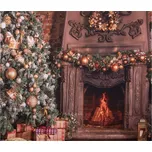 Vánoční látkové pozadí s hořícím krbem Christmas Wall Cloth - 180*1*210 cm
