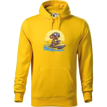 Pánská mikina Jezevčík na vodním skútru - Mikina pánská Cape s kapucí - 5XL ( Žlutá )