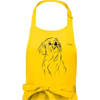 Kuchyňská zástěra Lhasa Apso černý nákres slabé linky - Pánská zástěra na vaření - Univerzální velikost ( Žlutá )