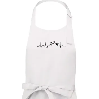 Kuchyňská zástěra EKG trojskok - Pánská zástěra na vaření - Univerzální velikost ( Bílá )