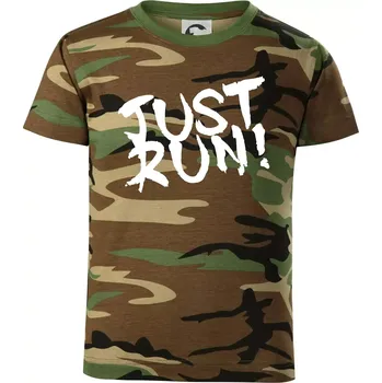 Chlapecké tričko Just run - Dětské maskáčové triko - 134 cm/8 let ( Hnědý maskáč )