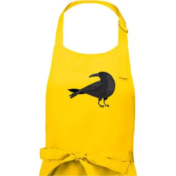 Kuchyňská zástěra Vrána kreslená (studio-arte.cz) - Dámská zástěra na vaření - Univerzální velikost ( Žlutá )