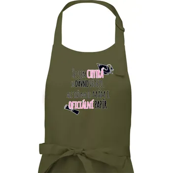 Kuchyňská zástěra Že jsem chytrá se dávno vědělo - Dámská zástěra na vaření - Univerzální velikost ( Khaki )