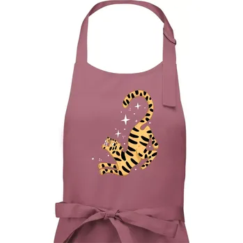 Kuchyňská zástěra Tygr s hvězdami (studio-arte.cz) - Dámská zástěra na vaření - Univerzální velikost ( Starorůžová )