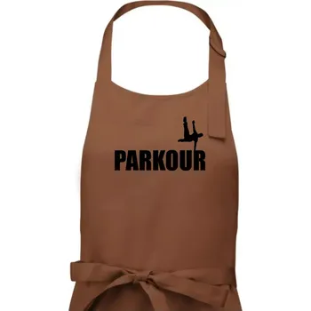 Kuchyňská zástěra Parkour - na jedné ruce - Pánská zástěra na vaření - Univerzální velikost ( Kakaová )