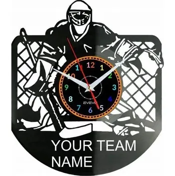 Hodiny Hokey Váš název Nástěnné hodiny Vinylová deska Moderní dekorativní na pr