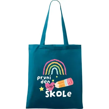 První den ve škole - Taška bavlněná - 42 x 38 cm ( Petrolejová )