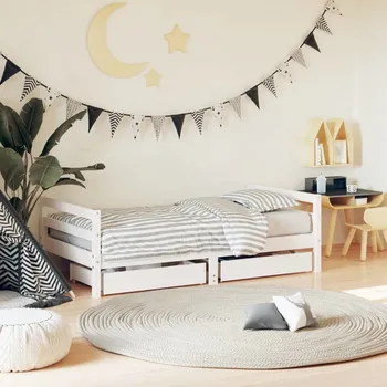 Dětská postel vidaXL Dětská postel se zásuvkami 80x160 cm masivní borové dřevo [834445] Barva: Bílá