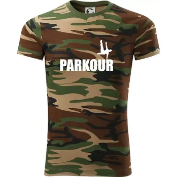 Pánské tričko Parkour - na jedné ruce - Army CAMOUFLAGE - S ( Hnědý maskáč )