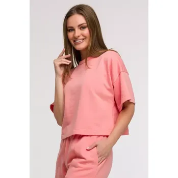 Dámská mikina B294 Oříznutá mikina s krátkým rukávem - korálová EU 2XL/3XL