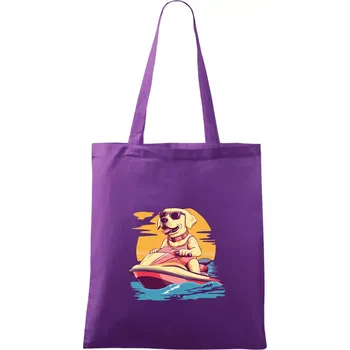 Zlatý retrívr na vodním skútru - Taška bavlněná - 42 x 38 cm ( Fialová )