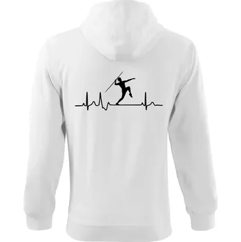 Pánská mikina EKG hod oštěpem muž - Mikina s kapucí na zip trendy zipper - 3XL ( Bílá )