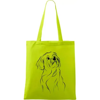 Lhasa Apso černý nákres slabé linky - Taška bavlněná - 42 x 38 cm ( Limetková )