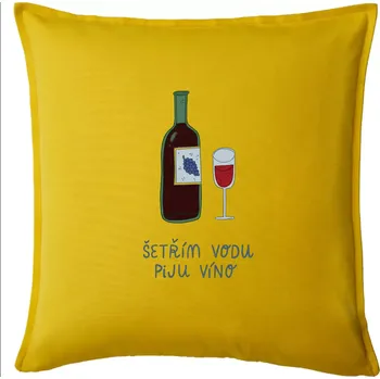 Polštář Šetřím vodu piju víno (studio-arte.cz) - Polštář 50x50 - 50x50 - Pouze potah ( Žlutá )
