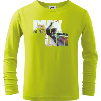 Dětská móda Parkour nápis ve městě - Triko dětské Long Sleeve - 158 cm/12 let ( Limetková )