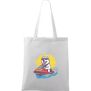 Husky na vodním skútru - Taška bavlněná - 42 x 38 cm ( Bílá )