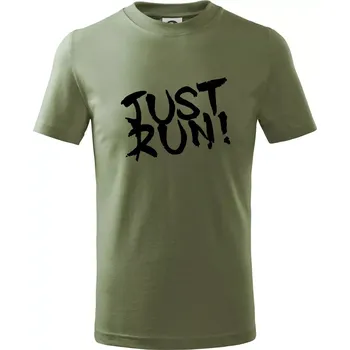Just run - Tričko dětské bavlněné - 104-110cm / 3-4 roky ( Khaki )