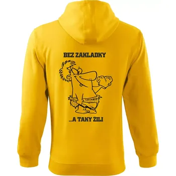 Pánská mikina Školní triko - Bez základky - Mikina s kapucí na zip trendy zipper - M ( Žlutá )