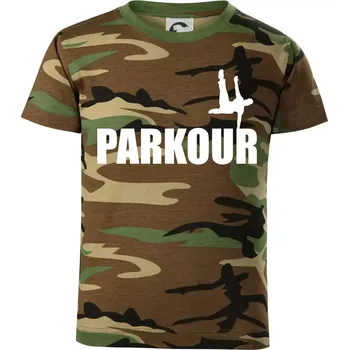 Chlapecké tričko Parkour - na jedné ruce - Dětské maskáčové triko - 104-110cm / 3-4 roky ( Hnědý maskáč )