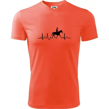Pánské tričko EKG jízda na koni - Pánské triko Fantasy sportovní (dresovina) - 2XL ( Neonově oranžová )