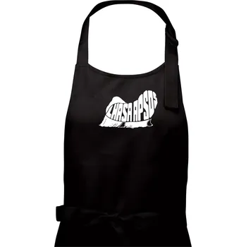 Kuchyňská zástěra Lhasa Apso nápis v těle - Dámská zástěra na vaření - Univerzální velikost ( Černá )