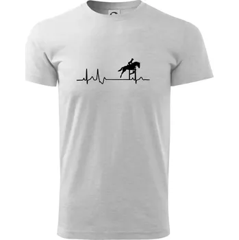 Pánské tričko EKG kůň přeskok - Triko extra velké (5-8XL) - 7XL ( Světlešedý Melír )