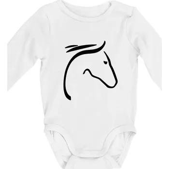 Kůň - hlava silueta - Body kojenecké s dlouhým rukávem - Dlouhý r. 3-6 měs ( Bílá )