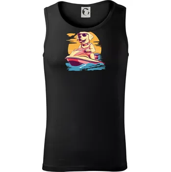 Zlatý retrívr na vodním skútru - Tílko pánské Core - 2XL ( Černá )