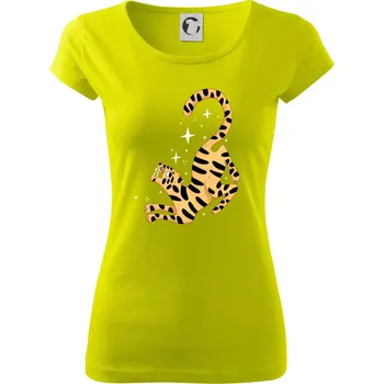Dámské tričko Tygr s hvězdami (studio-arte.cz) - Dámské triko Pure - XS ( Limetková )