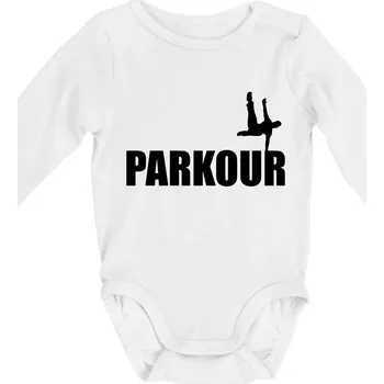 Parkour - na jedné ruce - Body kojenecké s dlouhým rukávem - Dlouhý r. 3-6 měs ( Bílá )